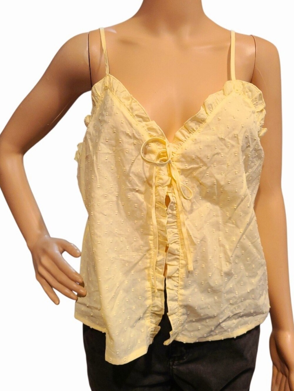 Colsie YELLOW Open Tie Tank Top Shirt